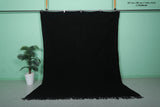 7.4 x 9.8 FT Solid Black Moroccan Wool Rug - Elegant Handmade Floor Covering