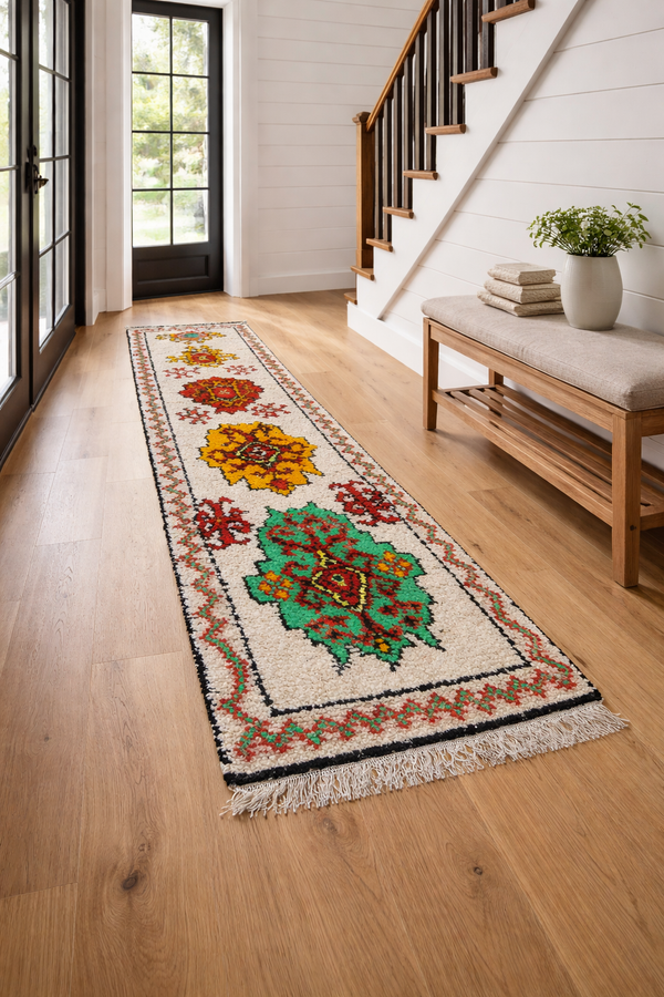 Colorful moroccan runner rug  – Handmade vintage style runner-Custom size rug