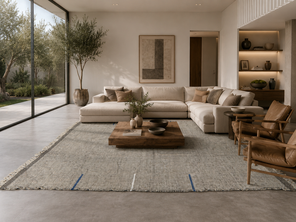Soft gray moroccan flat woven rug - Handmade wool berber carpet – Custom size rug