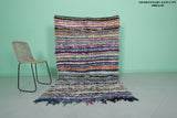 Handmade Boucherouite Berber Moroccan Rug – 4.2 x 7 FT | Colorful Striped Rug