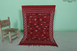 Red Vintage Handwoven Kilim – 3.1 FT x 4.6 FT | Traditional Moroccan Rug