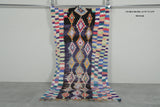 Abstract Tribal Moroccan Boucherouite Rug – 3.7 x 7.3 Ft Vintage Handwoven Carpet