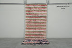 Soft Rose & Beige Striped Moroccan Boucherouite Rug – 3.2 ft x 7.3 ft