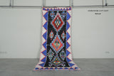 Geometric Moroccan Boucherouite Rug – 3.7 x 8.9 Feet Colorful Tribal Art