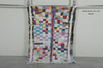 Colorful vintage Moroccan boucherouite rug – 3.4 x 5 Feet abstract panel design
