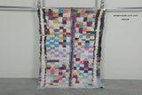 Colorful vintage Moroccan boucherouite rug – 3.4 x 5 Feet abstract panel design
