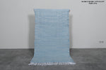 Moroccan Rug – Light Blue Handwoven with Fringe | 3 FT x 5.4 FT