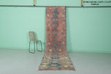 Moroccan Shaggy Runner Rug 2.8 x 11.6 FT | Handmade with Vibrant Accents