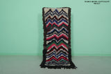 Handmade Boucherouite Moroccan Runner Shag Rug – 2.5 x 6.4 FT Vibrant Decor