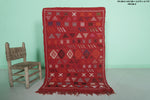 Handcrafted Red Moroccan Kilim Rug – 3.2 FT X 4.7 FT | Authentic Berber Textile