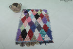 Handmade Small Moroccan Boucherouite Rug - 2.2 FT x 3.2 FT | Colorful Diamond Pattern