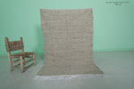 Moroccan Rug – Natural Beige Minimalist Design with Fringe | 3.5 FT x 5.1 FT