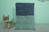 Small Moroccan Rug – 3 x 4.9 FT – Teal and Navy Color Block Design