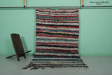 Colorful Moroccan Boucherouite Rug – 4.9 x 8.1 FT | Handmade Striped Berber Carpet