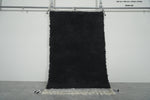 Midnight Black Moroccan Wool Rug – 4.6 x 7.2 ft Handwoven Minimalist Style
