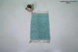 Turquoise Moroccan Rug 2 X 2.9 Feet - Handmade Wool Mat