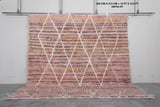 10 x 10.3 FT Moroccan Rug – Multicolor Striped with Geometric Diamond Pattern