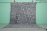 9.5 x 12.3 FT Large Moroccan Rug – Elegant Gray with Abstract Lines