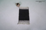 2 x 3 ft Black Moroccan Wool Rug with White Fringe Border