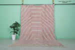 7.3 x 10.6 ft Moroccan Pink Wool Rug - Chevron Pattern for Modern Decor