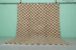 Authentic Moroccan Beni Ourain Rug – 8.1 x 10.5 ft | Brown and Cream Checkerboard