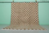 Authentic Moroccan Beni Ourain Rug – 8.1 x 10.5 ft | Brown and Cream Checkerboard