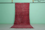 Red Vintage Handmade Moroccan Runner Rug | 4.5 x 10.3 ft