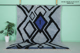 8.1 x 10.1 ft Moroccan Beni Ourain Rug – Blue & Black Geometric Wool Rug