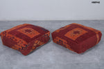 Two Moroccan vintage ottoman pouf