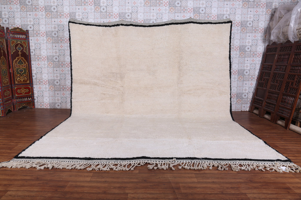 Moroccan rug cream with black border - Custom rug