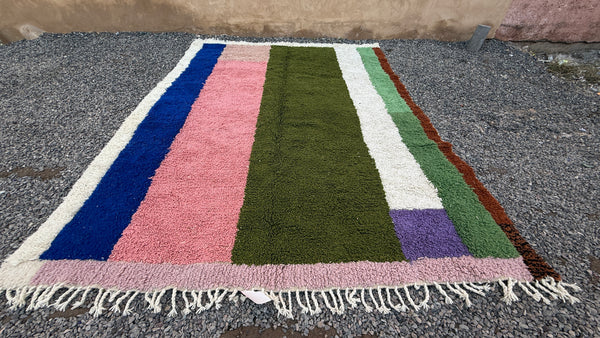 Beni ourain rug - Multicolor striped wool - 7.9 ft X 10 ft