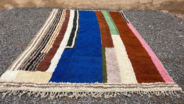 Moroccan striped rug - Handmade berber wool - 9 FT X 12.1 FT