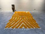 Handmade Wool Moroccan Rug with Bold Yellow Patterns - Custom Sizes