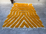 Handmade Wool Moroccan Rug with Bold Yellow Patterns - Custom Sizes