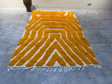 Handmade Wool Moroccan Rug with Bold Yellow Patterns - Custom Sizes