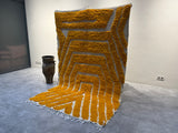 Handmade Wool Moroccan Rug with Bold Yellow Patterns - Custom Sizes