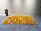 Handmade Wool Moroccan Rug with Bold Yellow Patterns - Custom Sizes