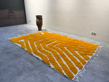 Handmade Wool Moroccan Rug with Bold Yellow Patterns - Custom Sizes