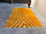 Handmade Wool Moroccan Rug with Bold Yellow Patterns - Custom Sizes