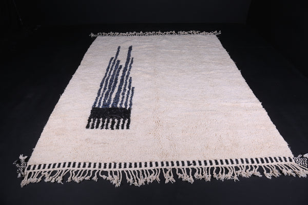 Custom white Moroccan rug with black stripes – Handwoven wool design