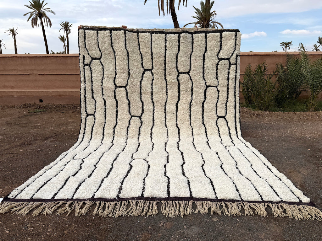 Abstract White Moroccan rug - Beni ourain rug  - Custom size rug