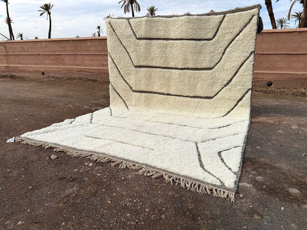 White Moroccan rug - Beni ourain rug Wool - Custom size rug