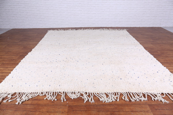Custom white Moroccan rug with black dotted design