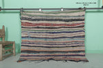 Moroccan Handmade Berber Boucherouite Rug – 4.1 x 3.8 FT | Unique Striped Decor