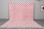 Large Pink & White Checkered Moroccan Berber Rug | 8.2 x 11.2 ft