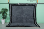 6.4 x 6.8 ft Moroccan Wool Rug - Dark Gray with Black Border