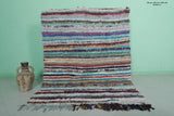 Handmade Moroccan Boucherouite Rug – 4.9 x 6 FT | Colorful Striped Berber Carpet