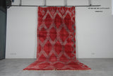 Red Moroccan Handwoven Rug 6.4 FT X 12.6 FT Tribal Rug