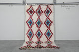 Vintage Style Moroccan Rug 3.5 x 6.5 ft - Red and Blue Accents