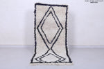 2.3 X 5.8 Feet Moroccan Rug - Cream Berber Rug with Bold Black Diamond Design